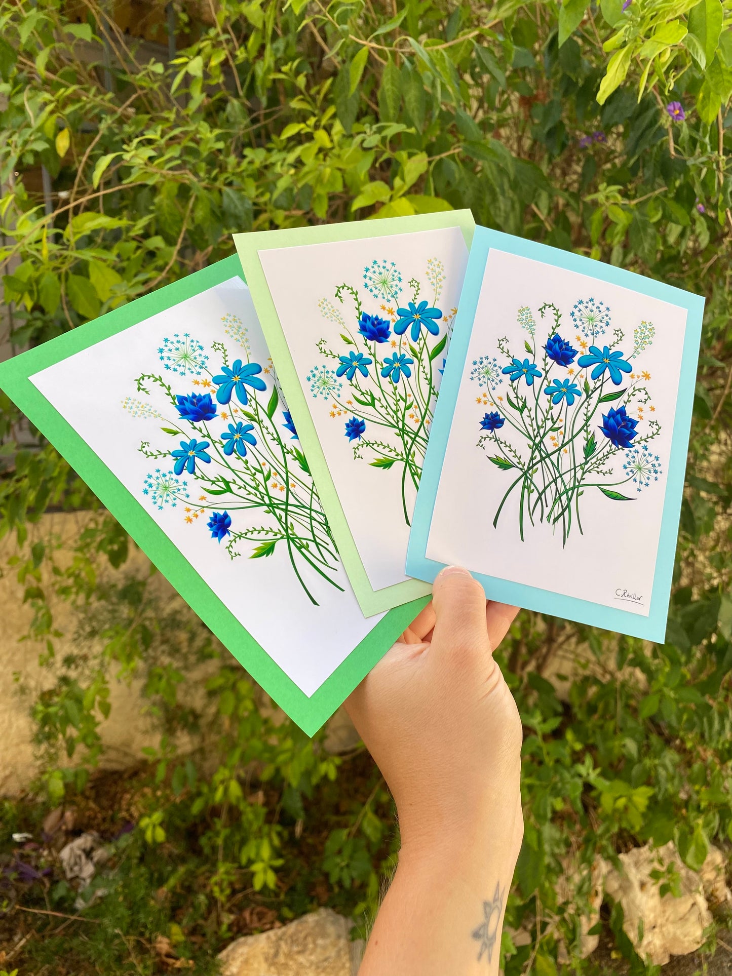 Cartes & Marque-Pages « Fleurs bleues »