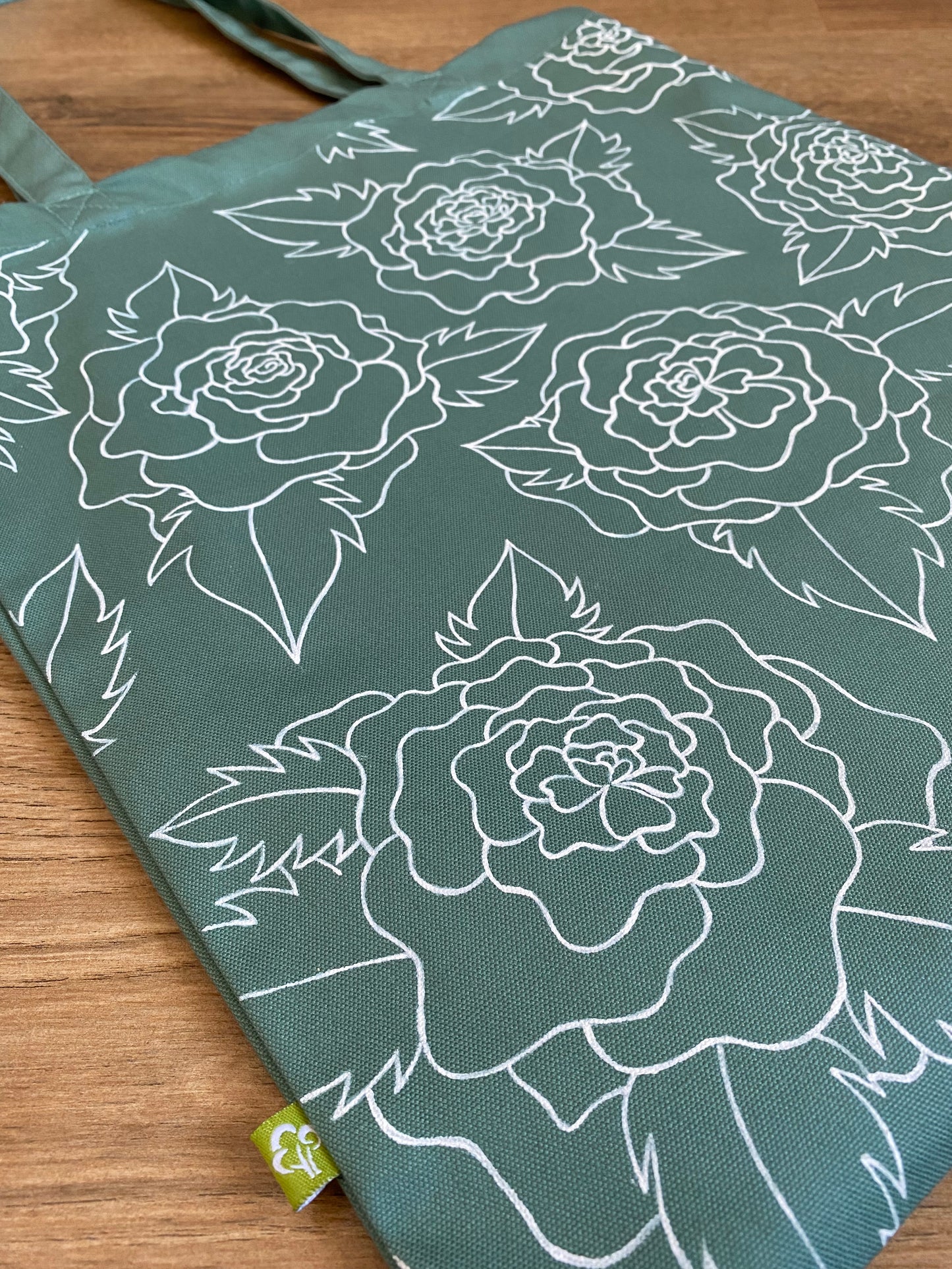 Tote bag customisé main - Motif « Roses »