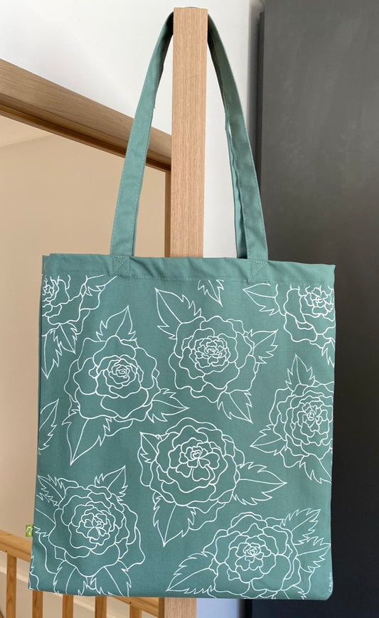 Tote bag customisé main - Motif « Roses »