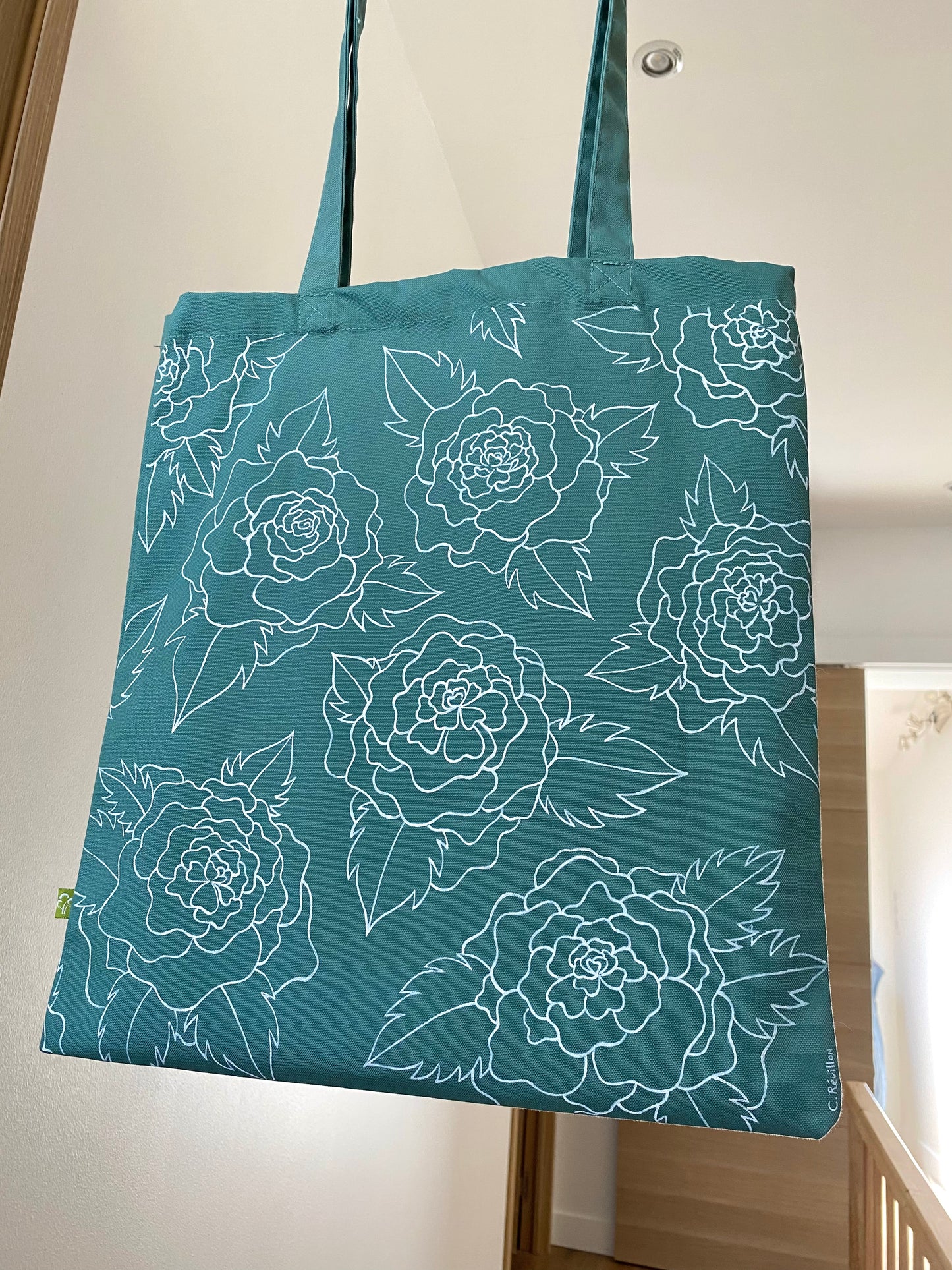 Tote bag customisé main - Motif « Roses »